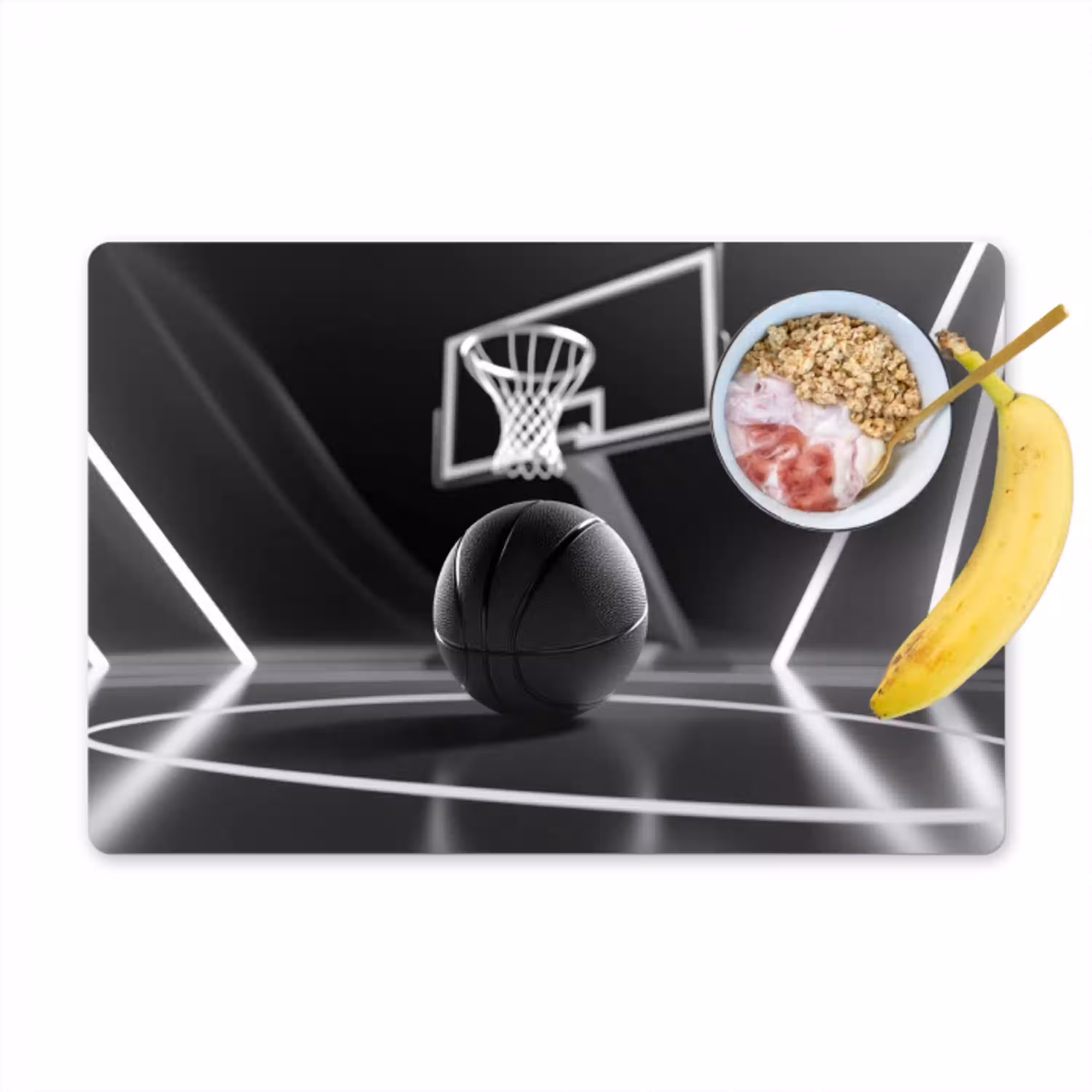 Basketbal - Basketbalveld - Lichtlijnen Placemat vinyl groot -zzzproduct_Kitchenyeah-website