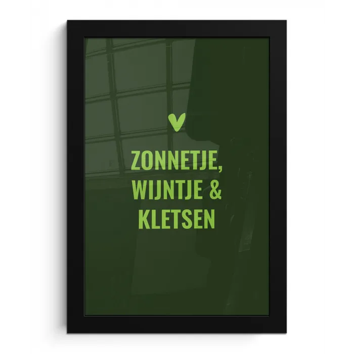 Donkergroen - Quote - Zon - Zomer fotolijst zwart zonder passe partout klein -3d