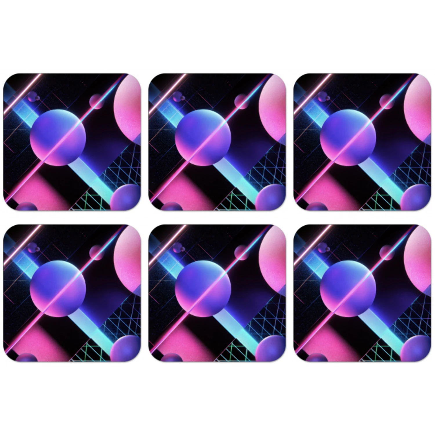 Bollen - Neon - Lijnen - Roze onderzetter kurk middel -zkaufland3dotto