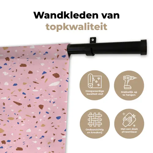 Terrazzo -  Patroon - Kleurrijk - Roze Wandkleed katoen klein 269 -sfeer2