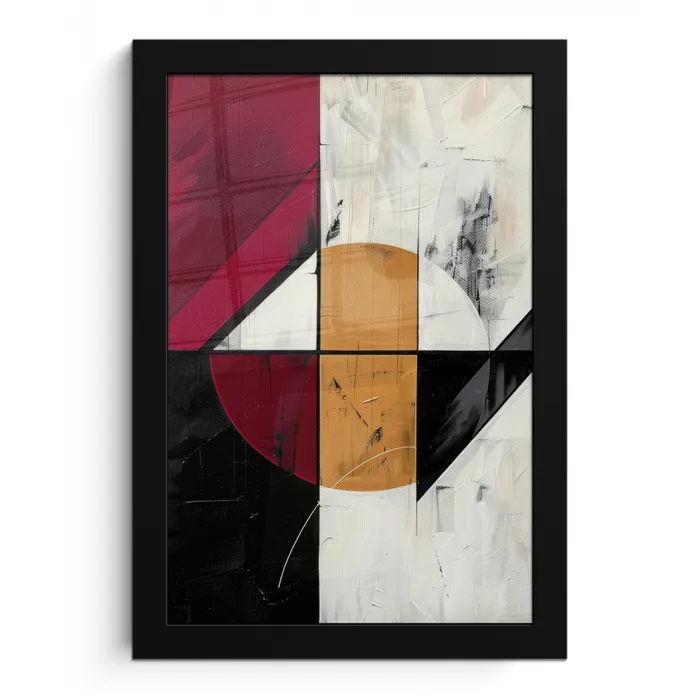 Modern - Abstract - Geometrisch - Rood - Industrieel fotolijst zwart zonder passe partout klein -3d