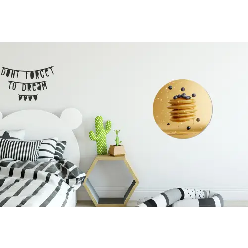 Pannenkoeken - Eten - Honing - Geel Wandcirkel aluminium klein -kinderkamer