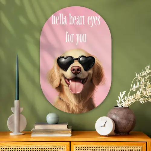 Zonnebril - Hartjes - Hond - Valentijn Wandcirkel Ovaal Glas middel -sfeer2
