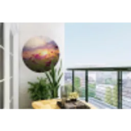 Bloemen - Roze - Zonsondergang - Natuur - Weide - Horizon Wandcirkel tuinposter met ringen klein -buiten1