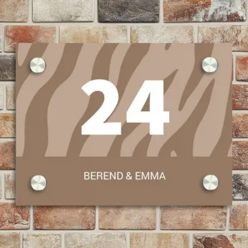 Beige zebra - Klassiek Naambord Rechthoek middel -sfeer3