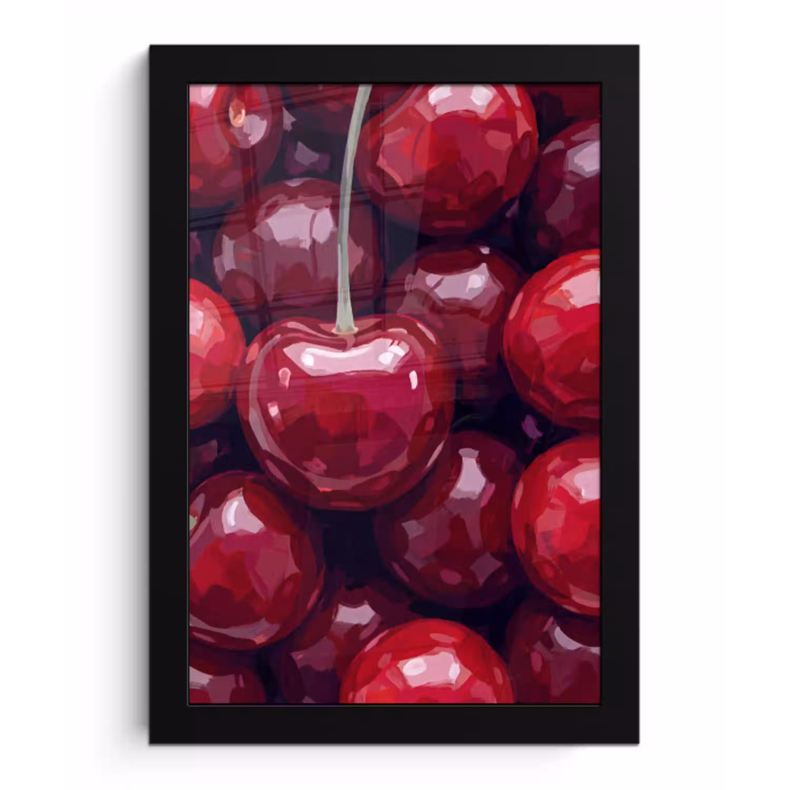 Fruit - Kersen - Eten - Modern - Rood fotolijst zwart zonder passe partout klein -3d