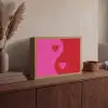 Minimalistisch - Rood - Roze - Hartjes Light Box met batterij (Wandlamp) middel -sfeer2