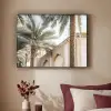 Gebouw - Palmbomen - Beige - Zon Textielframe zwart klein -sfeer1