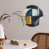 Abstract - Vormen - Goud - Blauw - Geometrisch Akoestische PET Vilt - Rond klein -sfeer3