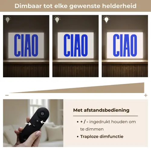 Ciao - Hoofdletters - Blauw - Minimalistisch Light Box met batterij (Wandlamp) middel -USP_dimbaarNL
