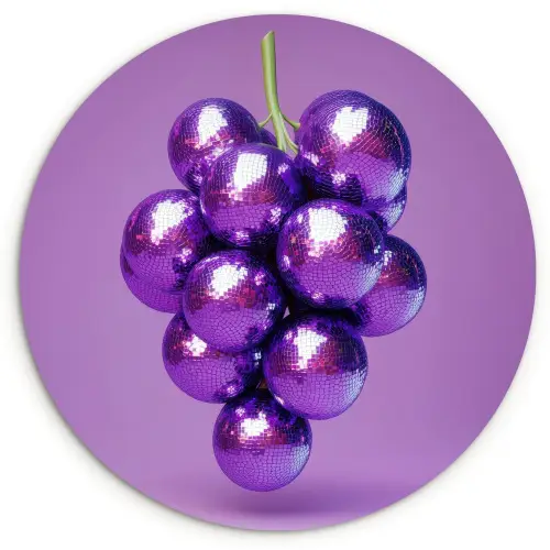 Druif - Disco - Glitter - Paars Wandcirkel plexiglas klein -3d