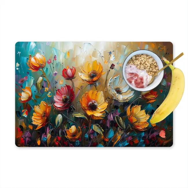 Placemat - 6 pieces - Flowers - Paint - Art - Modern