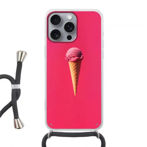 Schepijs - Roze - Hoorntje Hoesje iPhone 16 Pro Max met koord klein -3d