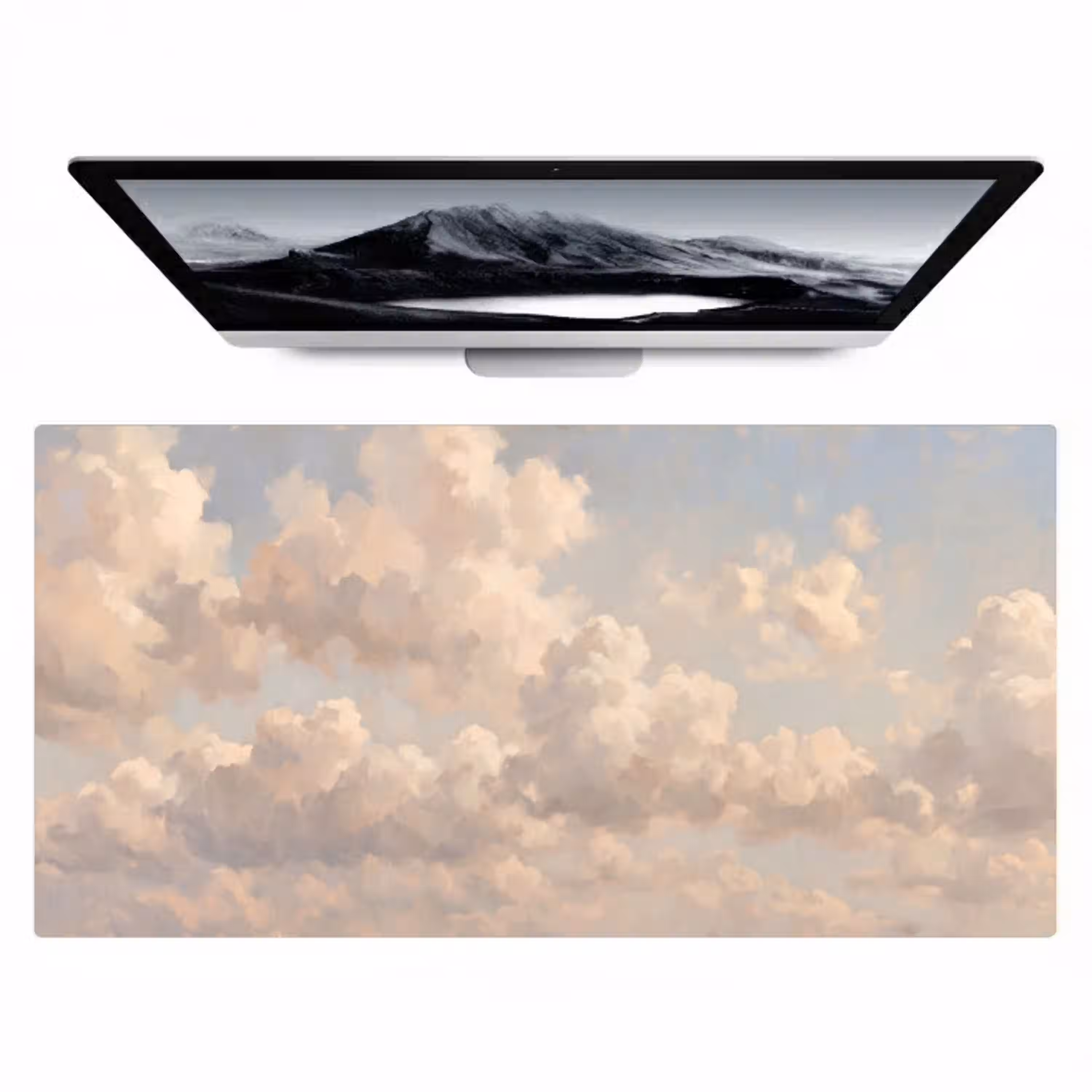 Wolken - Zacht - Natuur - Klassiek - Beige Muismat XXL klein -zzz3d
