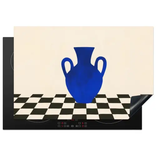 Vaas - Blauw - Geblokt - Modern Inductie beschermer vinyl 3mm klein -3d
