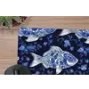 Vissen - Bloemen - Blauw muismat rubber klein 262 -closeup