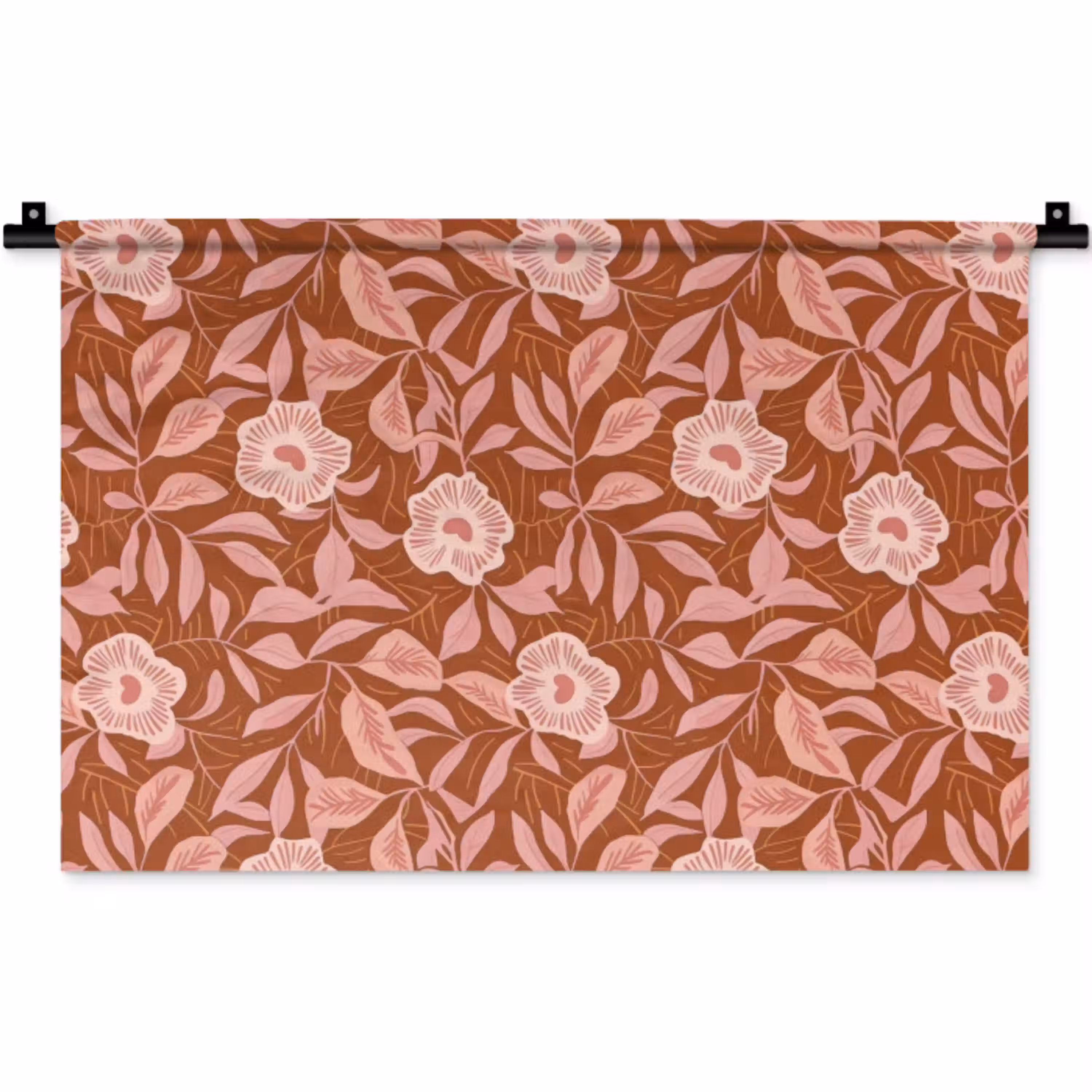Patroon - Bladeren - Terracotta Wandkleed katoen klein 269 -zz3d