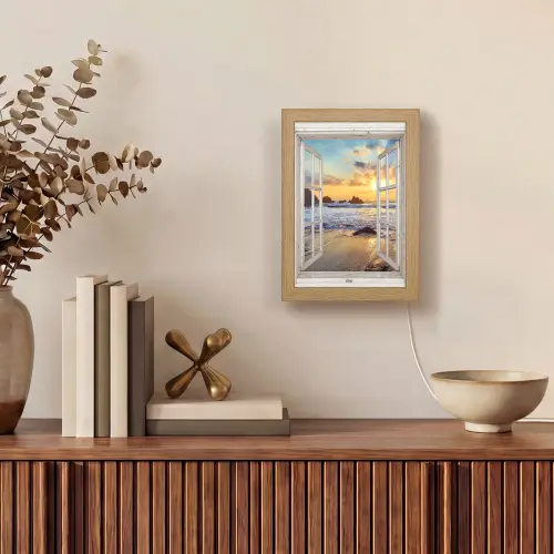 Strand - Doorkijk - Zonsondergang - Landschap - Zee - Natuur Light Box met kabel (Tafellamp) klein -sfeer2