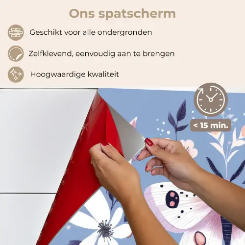 Vlinder - Vleugels - Stippen - Bloemen keuken achterwand spatscherm klein -spatscherm_NL
