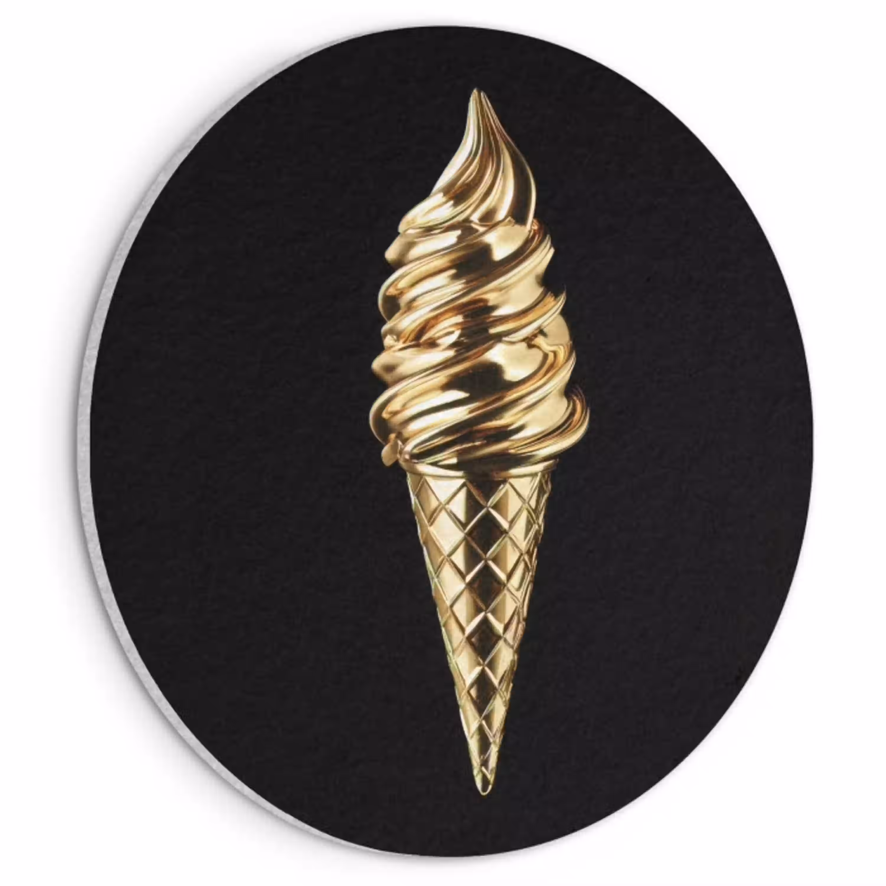 Ijs - Goud - Zwart - Eten Akoestische PET Vilt - Rond klein -3d