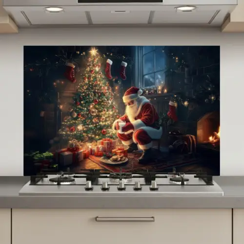 Kerstman - Haard - Donker keuken achterwand spatscherm klein -3d_website