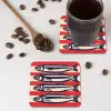 Sardines - Rood en beige strepen onderzetter kurk middel -sfeer2