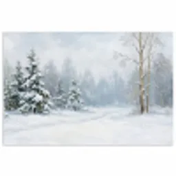 Bospad - Dennen - Sneeuw - Winter - Rustgevend poster papier klein -3d