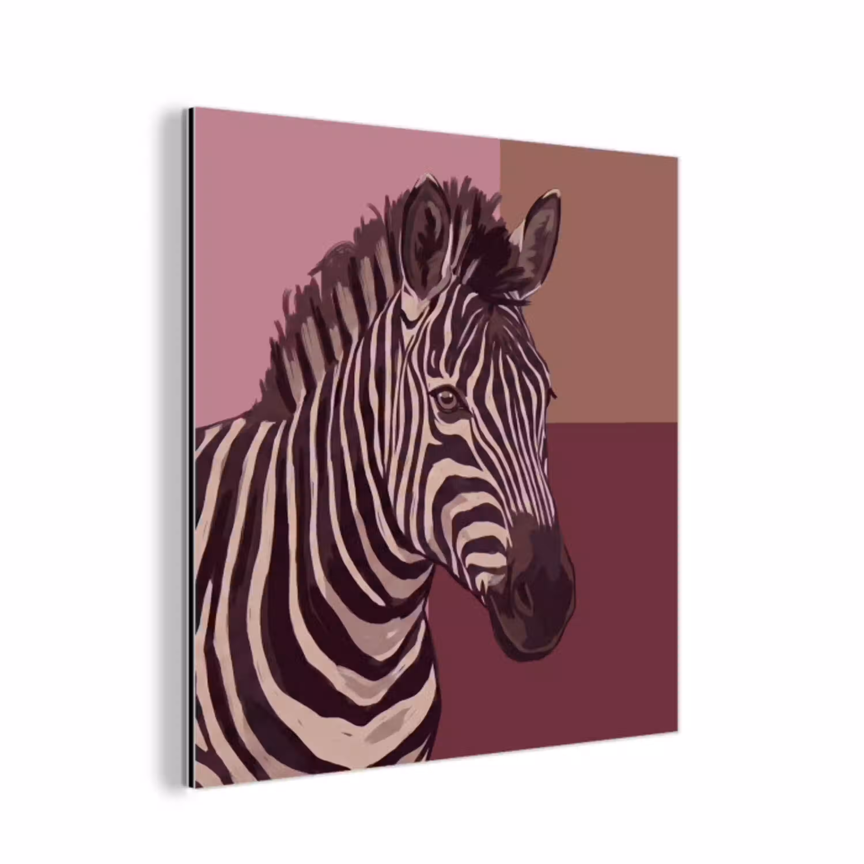 Dieren - Zebrahoofd - Wildlife - Modern - Bruin aluminium wit klein -3d