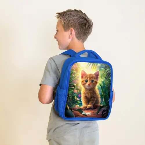 Kees kitten Kinderrugzak - Blauw middel -sfeer2