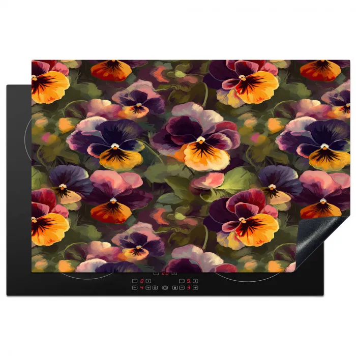Warm - Patroon - Penseel - Viooltjes Inductie beschermer vinyl 3mm klein 276 -3d
