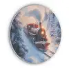 Kersttrein - Sneeuw - Winter - Kerst Akoestische PET Vilt - Rond klein -3d