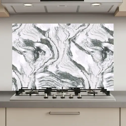 Wit - Marmer - Golvend - Grafiet keuken achterwand spatscherm klein 900 -3d_website