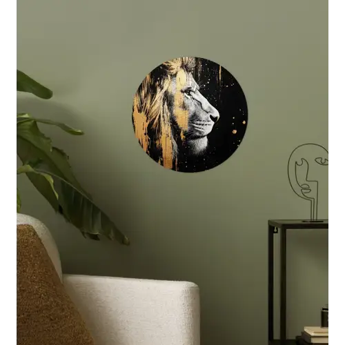 Portret - Leeuw - Abstract - Goud Wandcirkel behangsticker klein -sfeer2