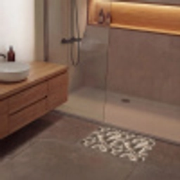 Waaiervorm - Beige - Vezel textuur Badmat klein 997 -sfeer2