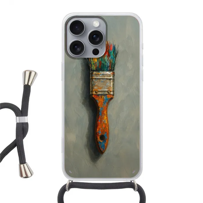 Verf - Kwast - Schilderij Hoesje iPhone 16 Pro Max met koord klein -3d