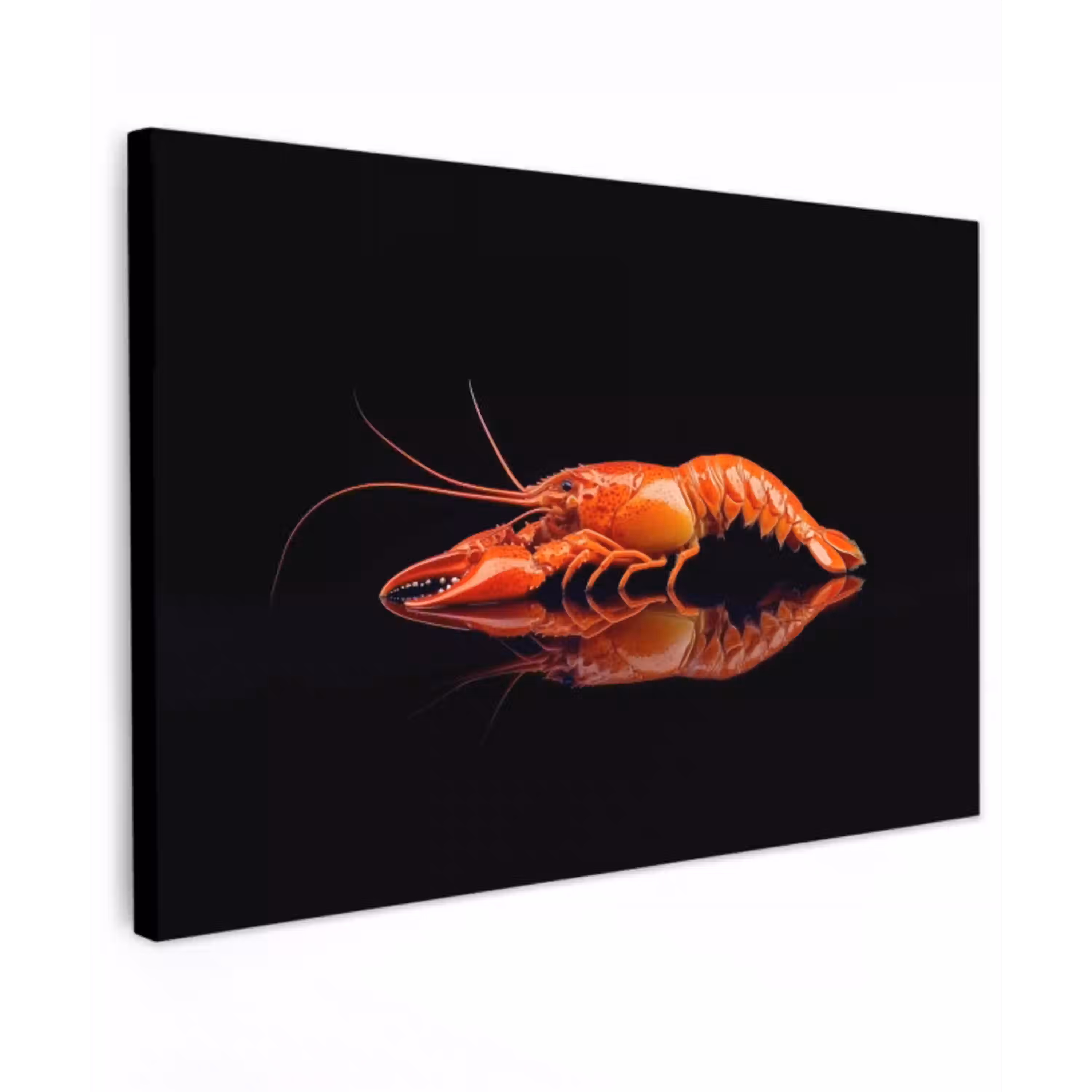 Kreeft - Oranje - Zwart - Opvallend Tuinposter op houten frame 2 cm dik klein -3d