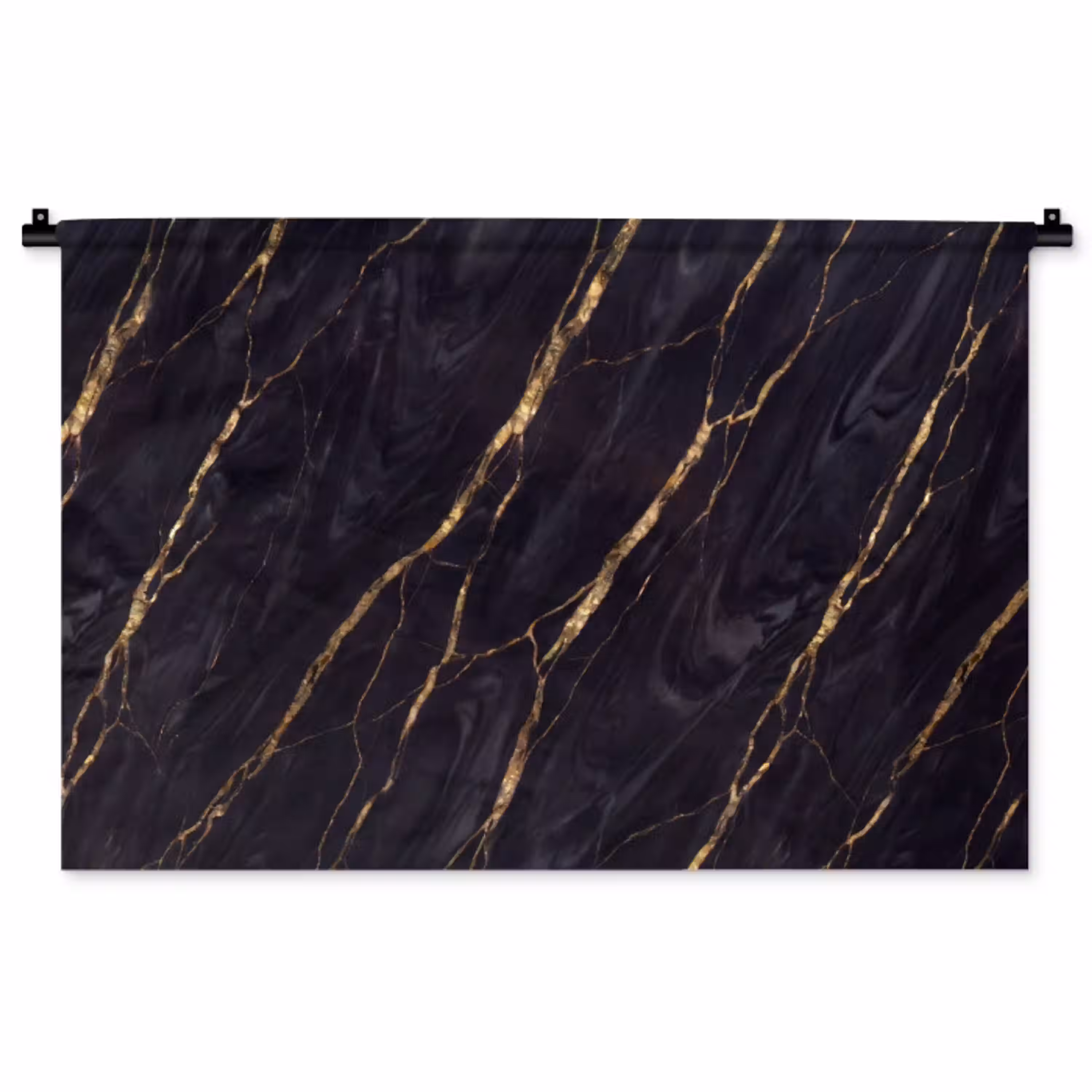 Marmer - Gouden aders - Abstract - Zwart Wandkleed katoen middel -zz3d