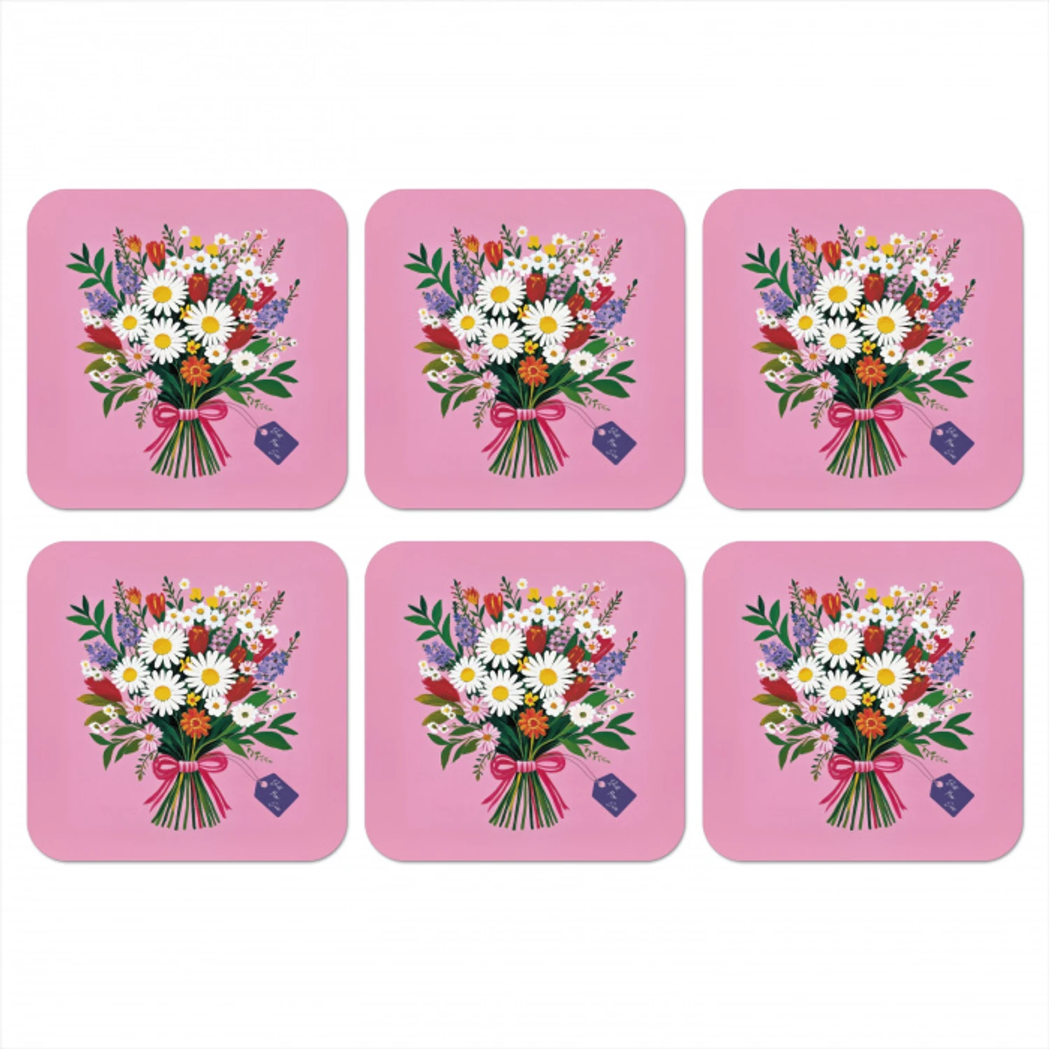 Bloemen - Quote - Kaartje - Kleurrijk onderzetter kurk middel -3d