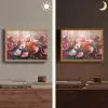 Klaprozen - Roze - Bloemen - Botanisch - Kunst Light Box met batterij (Wandlamp) middel -sfeer3