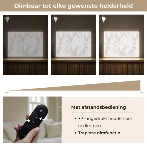 Marmer - Zuiver - Grijs - Aders Light Box met batterij (Wandlamp) middel 907 -USP_dimbaarNL