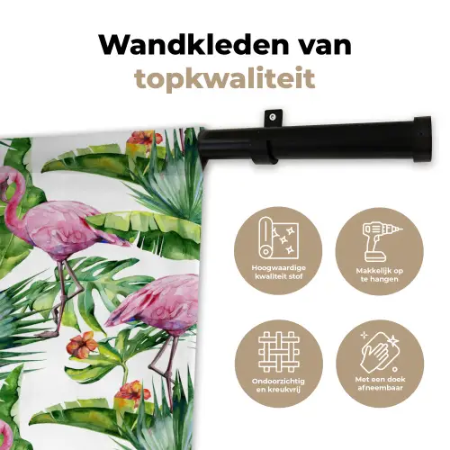 Flamingo - Bladeren - Tropisch Wandkleed katoen klein -sfeer2