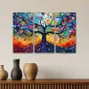 Kleurrijk - Levensboom - Bloemen - Abstract Canvas - Meerluiken 3 luik klein -sfeer3
