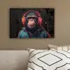 Graffiti - Chimpansee - Koptelefoon - Aap canvas 2cm klein -sfeer3