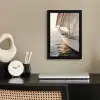 Zeilboot - Zee - Beige - Zon fotolijst zwart zonder passe partout klein -sfeer1
