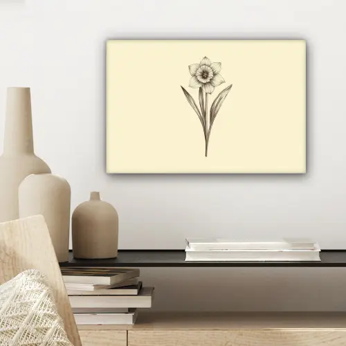 Zwart - Narcis - Illustratie canvas 2cm klein -sfeer6