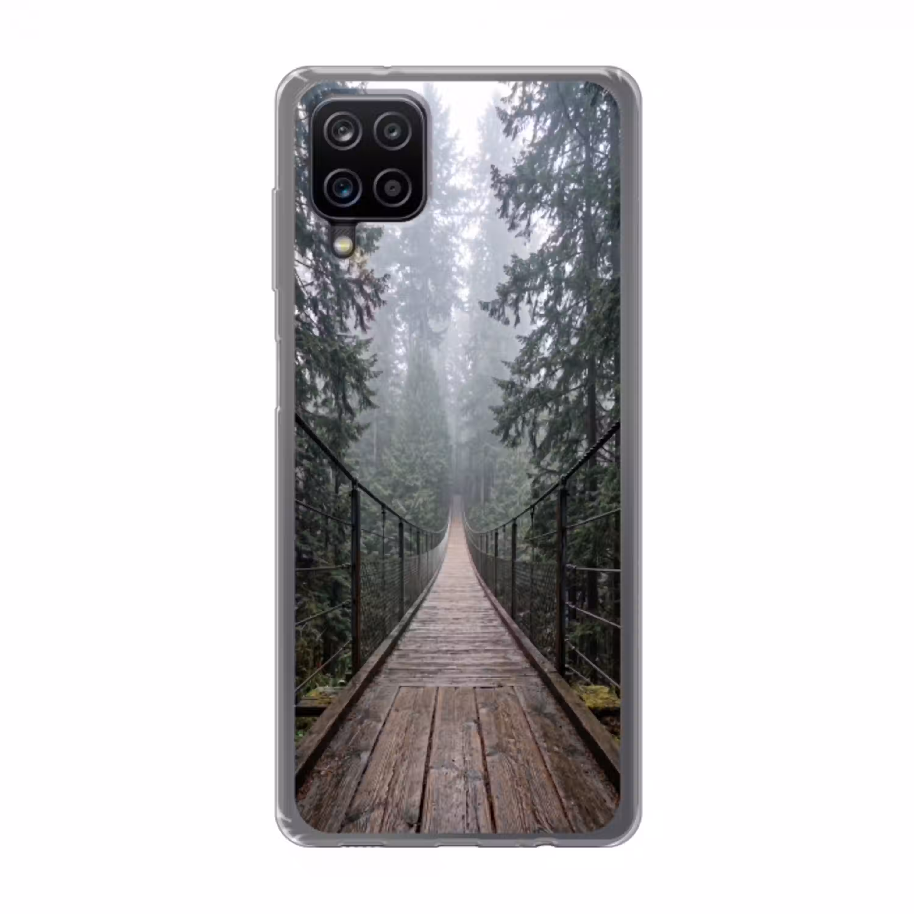 Brug - Bos - Mist - Natuur Telefoonhoesje Samsung Galaxy A12 klein -3d
