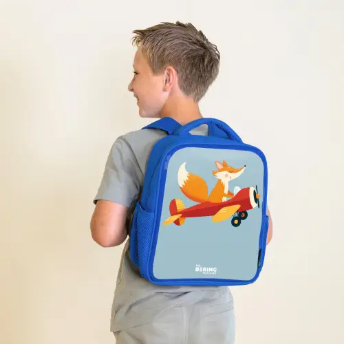 Vos - Vliegtuig -  Vliegen Kinderrugzak - Blauw middel -sfeer2