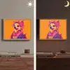 Kimono - Hondje - Bloemenkroon - Oranje Light Box met batterij (Wandlamp) middel -sfeer3