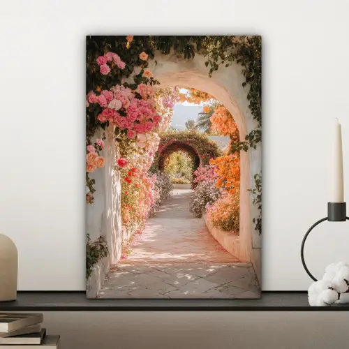 Doorkijk - Boog - Bloemen - Pastel canvas 2cm klein -sfeer6