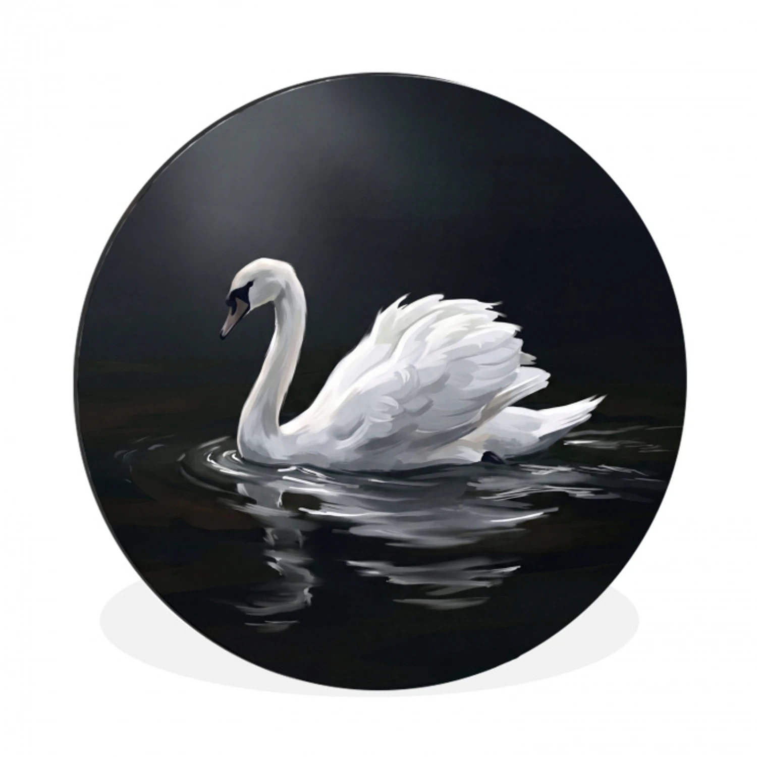 Zwaan - Water - Natuur - Realistisch - Wit Wandcirkel aluminium klein -3d